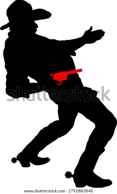 Silhouette Icon Cowboy Gunslinger Drawing His Stock Vector (Royalty ...