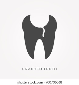 Silhouette icon cracked tooth