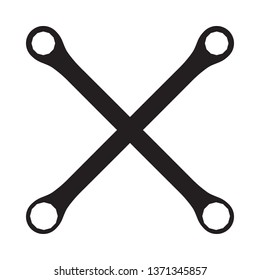Silhouette icon of crossed wrenches. Workshop, mechanic, repair service logo template. Clean and modern vector illustration.