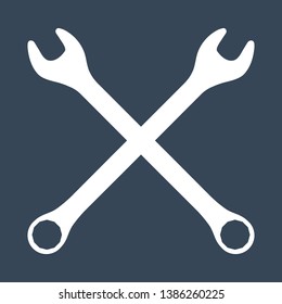 Silhouette icon of crossed wrenches. Workshop, mechanic, repair service logo template. Clean and modern vector illustration.