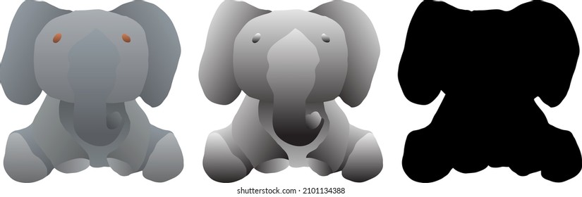 Silhouette icon of cute baby elephant. Vector illustration. 