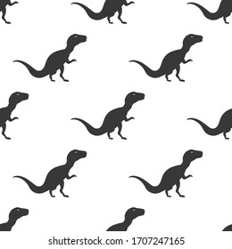 Silhouette Icon Dinosaurs Vector Seamless Pattern. Background Wallpaper