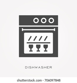 Silhouette icon dishwasher