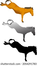 Silhouette icon of donkey back kick with its hindleg. Vector illustration.