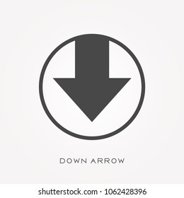 Silhouette icon down arrow