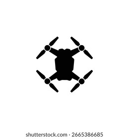 Silhouette-Symbol einer Drohne für technische Zwecke einzeln auf weißem Hintergrund.