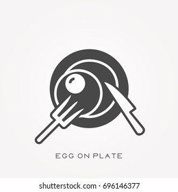 Silhouette icon egg on plate