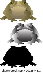 Silhouette icon of fat bullfrog. Vector illustration.