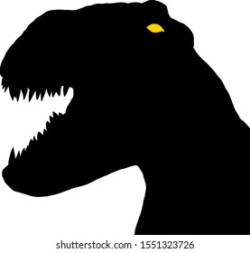 Silhouette icon of a fierce dinosaur head. Vector illustration.