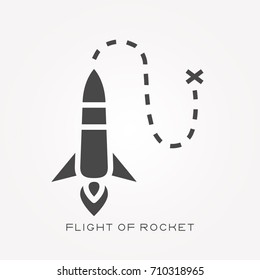 Silhouette icon flight of rocket