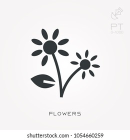 Silhouette icon flowers