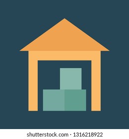 Silhouette icon garage with boxes