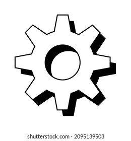 Silhouette icon of a gear in shadow. Vector.