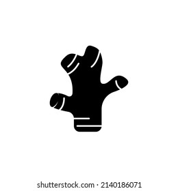 Silhouette icon of ginger. Ginger icon. Fresh, vegetable, yellow, ingredients and smell. Ingredients cartoon.