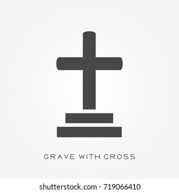 Silhouette icon grave with cross