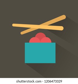 Silhouette icon gunkan with chopsticks