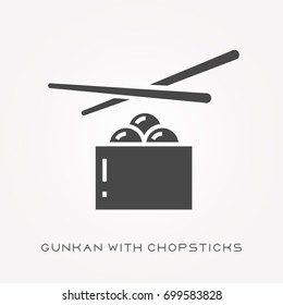 Silhouette icon gunkan with chopsticks