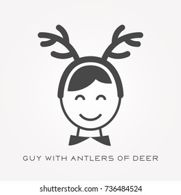 Silhouette icon guy with antlers of deer