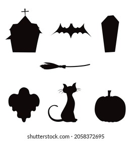 Silhouette icon of Halloween, vector illustration.