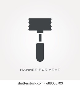 Silhouette icon hammer for meat