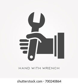 Silhouette icon hand with wrench