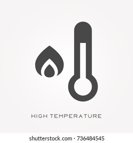 Silhouette icon high temperature