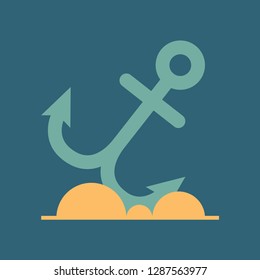 Silhouette icon hooked anchor