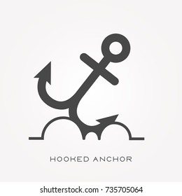 Silhouette icon hooked anchor