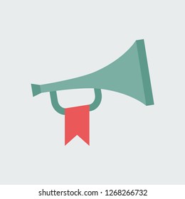 Silhouette icon horn with flag