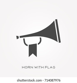 Silhouette icon horn with flag