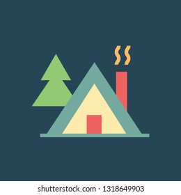 Silhouette icon house in woods