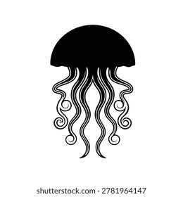silhouette icon of a jellyfish	