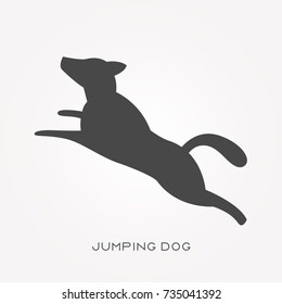 Silhouette icon jumping dog