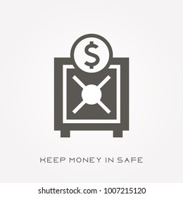 Silhouette icon keep money in safe