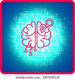 Silhouette icon key to brain. Artificial Intelligence.