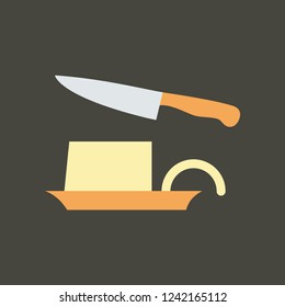 Silhouette icon knife and butter