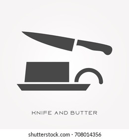 Silhouette icon knife and butter