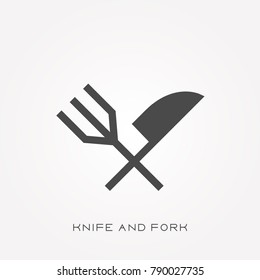 Silhouette icon knife and fork