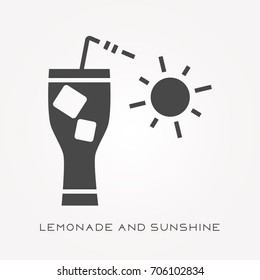 Silhouette icon lemonade and sunshine