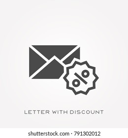 Silhouette icon letter with discount