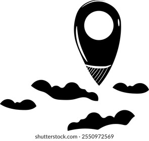 Silhouette Icon of the location above the clouds