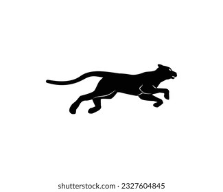 silhouette icon logo design of Jaguar, cheetah, puma, lion, tiger.
is running fast.