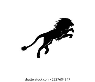 silhouette icon logo design of lion is jumping