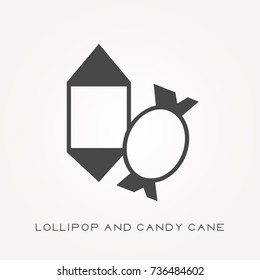 Silhouette icon lollipop and candy cane