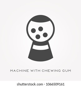 Silhouette icon machine with chewing gum
