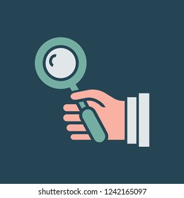 Silhouette icon magnifier in hand