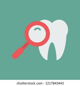 Silhouette icon magnifier and tooth
