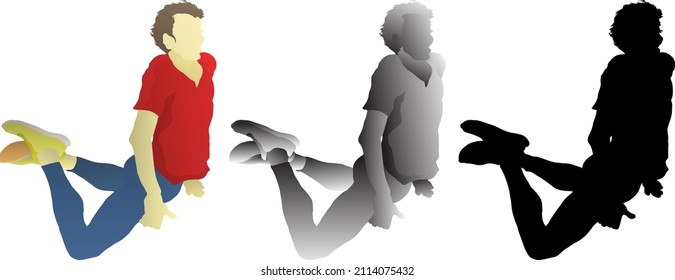 Silhouette icon of man falling awkwardly forward. Vector illustration.