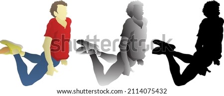 Silhouette icon of man falling awkwardly forward. Vector illustration.