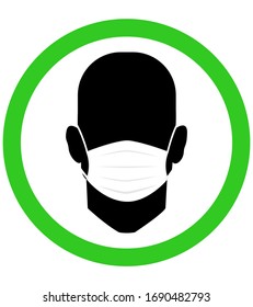 Silhouette icon of man in mask and without. how to protect yourself against coronavirus. Covid-19.